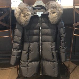 Prada fur trimmed nylon down jacket - worn twice!